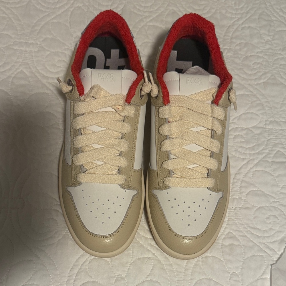 P448 Beige and Red Men's Sneakers